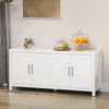HOMCOM Farmhouse Kitchen Sideboard, Buffet Cabinet with 2 Barn Style Door Cupboards, TV Cabinet Stand for TVs up to 65" with 4 Cable Holes for Living Room, White