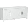 HOMCOM Farmhouse Kitchen Sideboard, Buffet Cabinet with 2 Barn Style Door Cupboards, TV Cabinet Stand for TVs up to 65" with 4 Cable Holes for Living Room, White