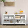 HOMCOM Farmhouse Kitchen Sideboard, Buffet Cabinet with 2 Barn Style Door Cupboards, TV Cabinet Stand for TVs up to 65" with 4 Cable Holes for Living Room, White