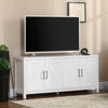HOMCOM Farmhouse Kitchen Sideboard, Buffet Cabinet with 2 Barn Style Door Cupboards, TV Cabinet Stand for TVs up to 65" with 4 Cable Holes for Living Room, White