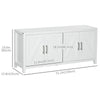 HOMCOM Farmhouse Kitchen Sideboard, Buffet Cabinet with 2 Barn Style Door Cupboards, TV Cabinet Stand for TVs up to 65" with 4 Cable Holes for Living Room, White