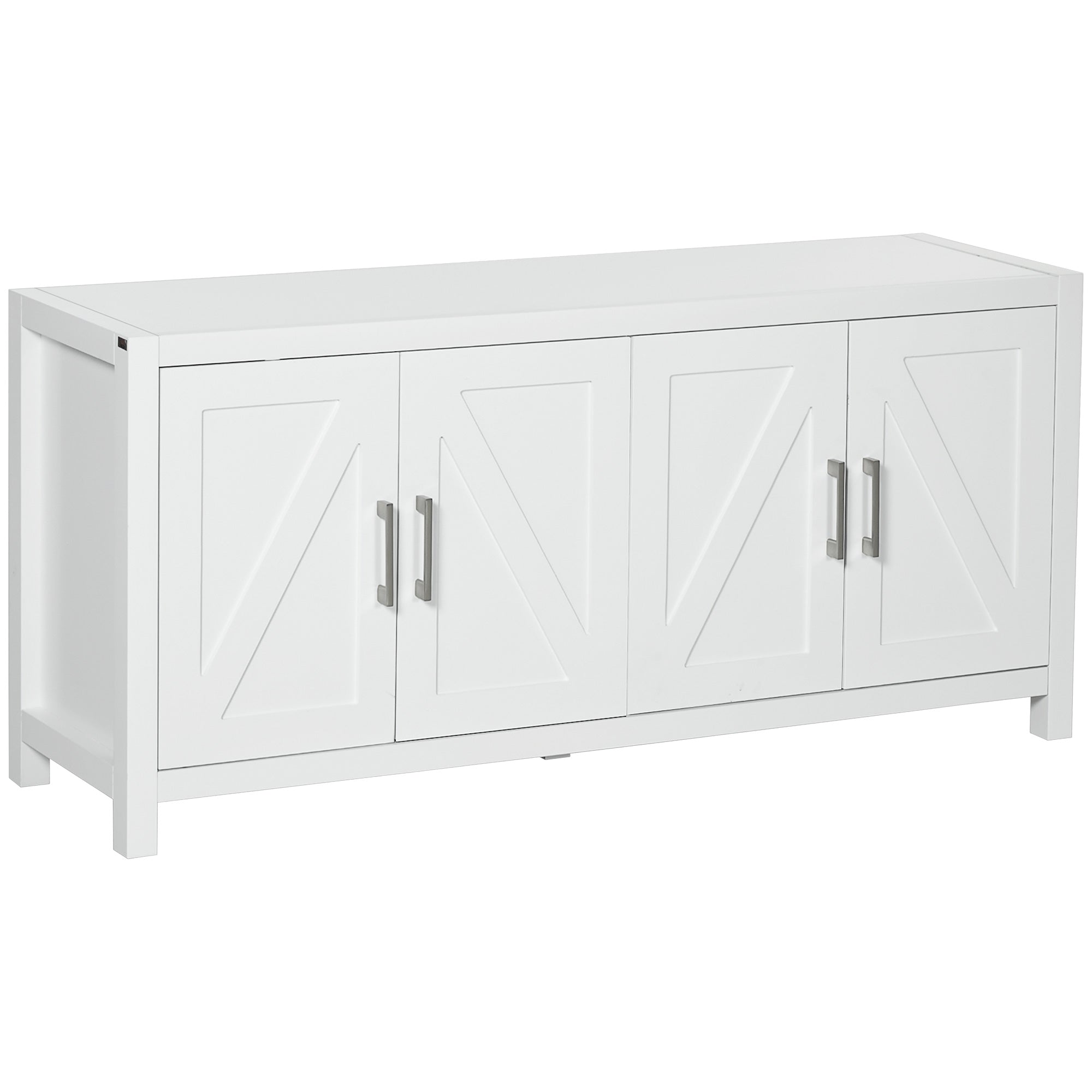 HOMCOM Farmhouse Kitchen Sideboard, Buffet Cabinet with 2 Barn Style Door Cupboards, TV Cabinet Stand for TVs up to 65