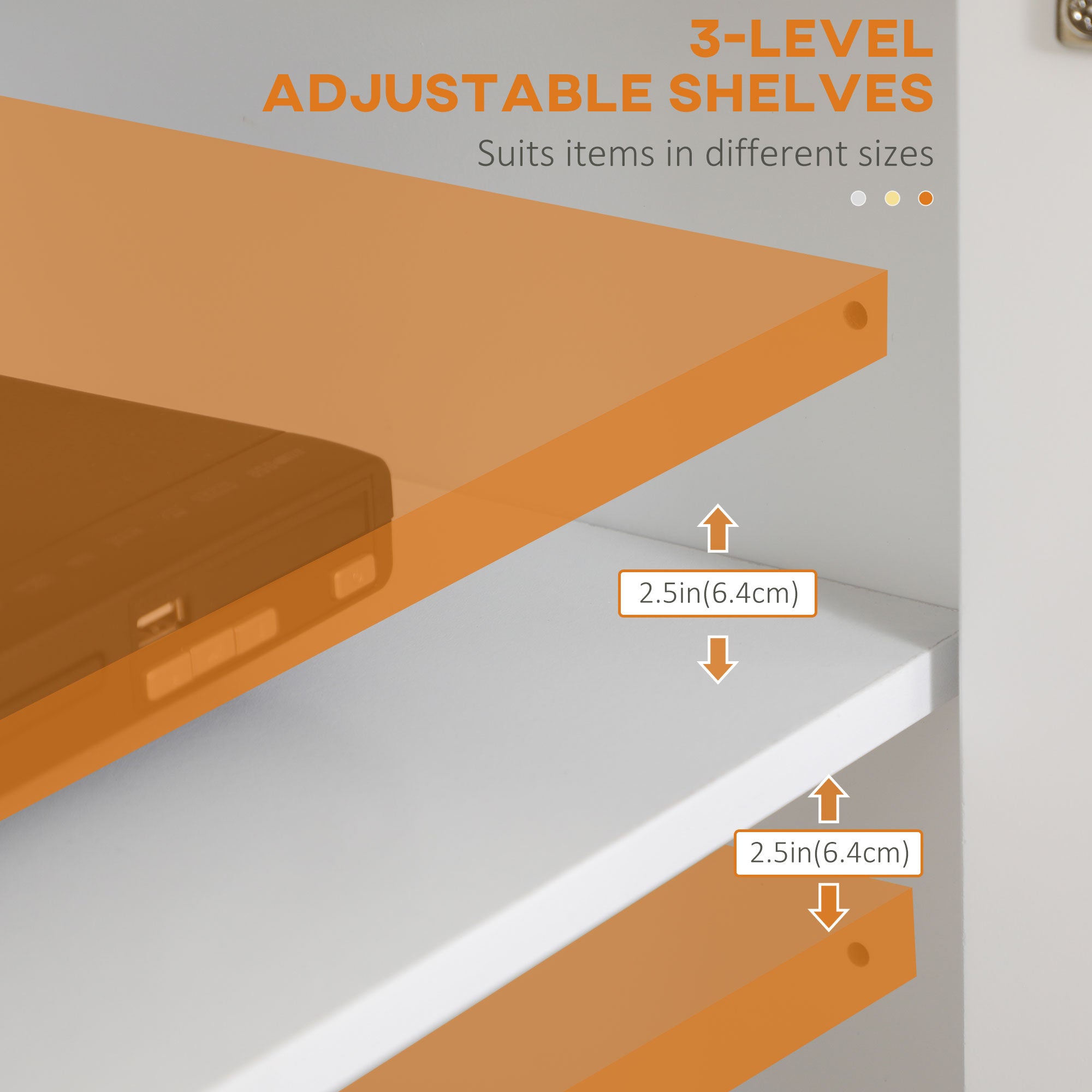 HOMCOM Farmhouse Kitchen Sideboard, Buffet Cabinet with 2 Barn Style Door Cupboards, TV Cabinet Stand for TVs up to 65" with 4 Cable Holes for Living Room, White