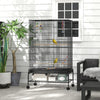 PawHut 63" Bird Cage With Open Top for Budgies, Cockatiels Canaries, Lovebirds Finches with Rolling Stand, Toys, Removable Tray, Storage Shelf