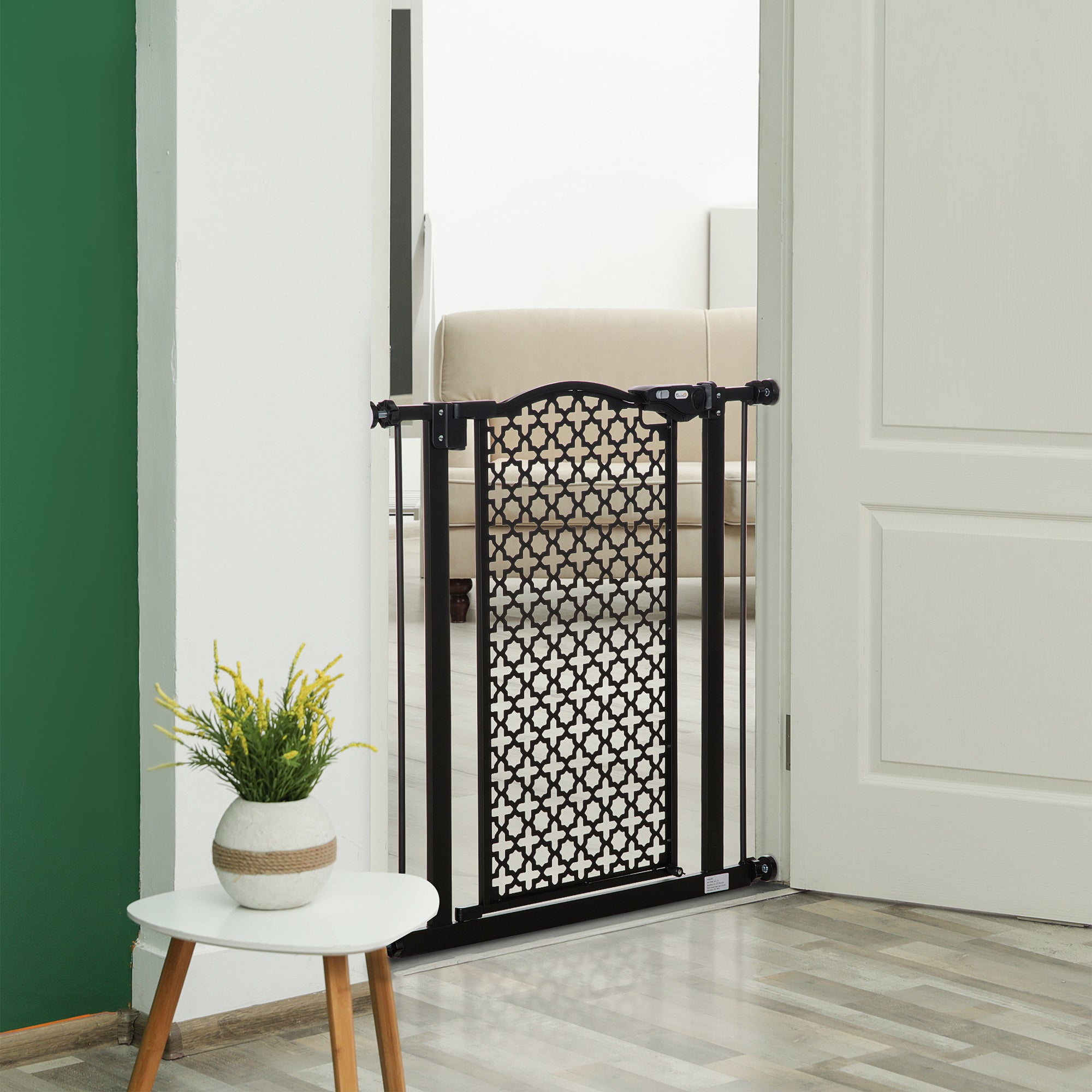 PawHut 74-80 cm Pressure Fit Safety Gate for Doorways and Staircases, Dog Gate, Pet Barrier for Hallways with Auto Close, Double Locking