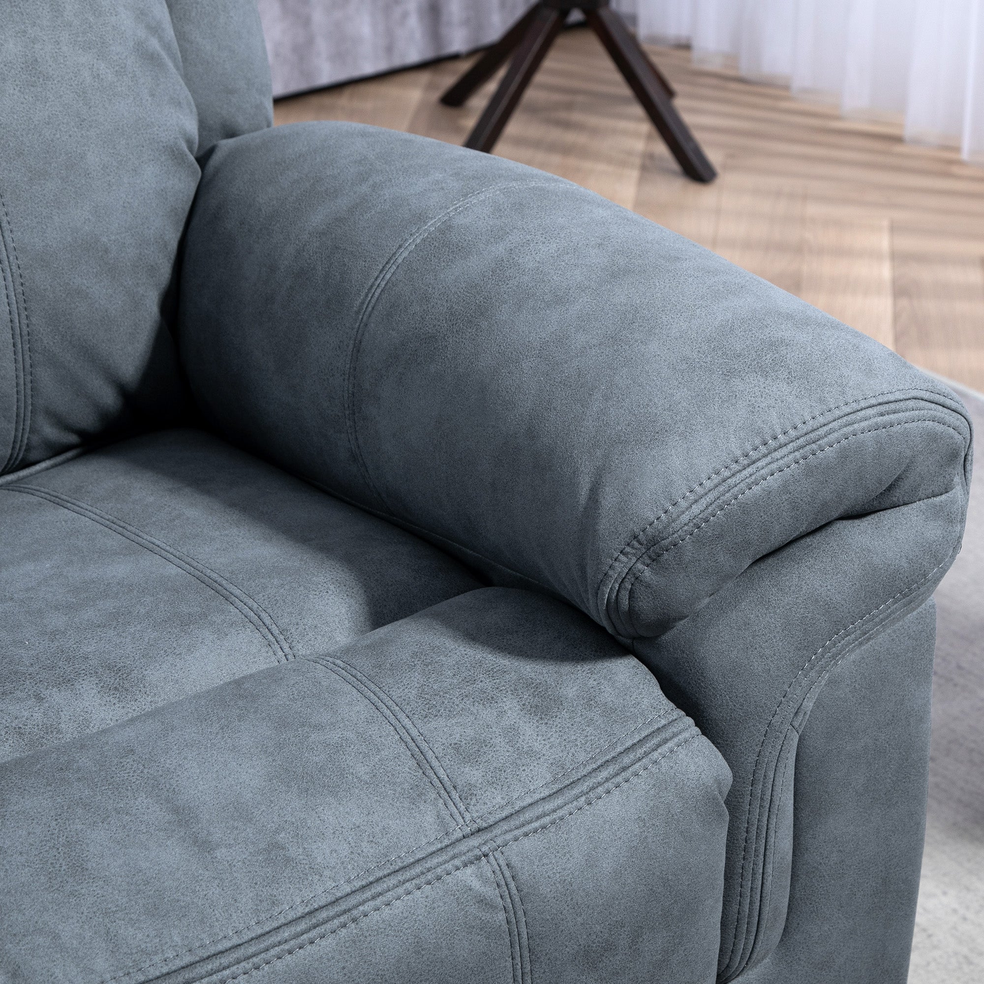 HOMCOM Vibration Massage Recliner Chair, Manual Microfibre Reclining Chair for Living Room with Side Pockets, Footrest, Remote, Easy Assembly, Blue