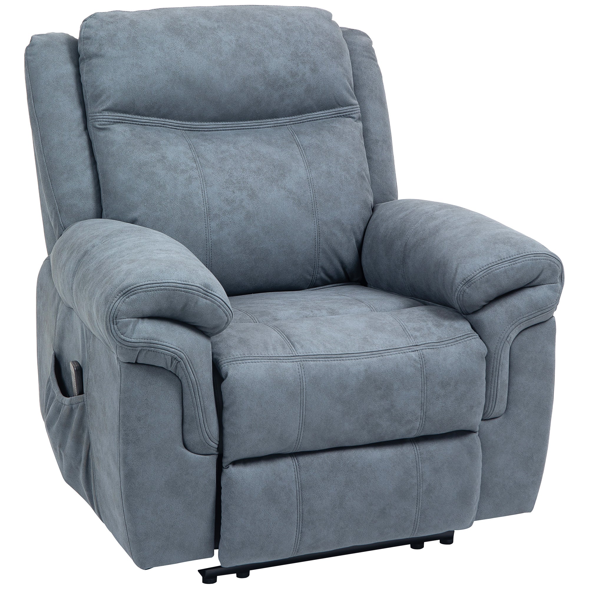 HOMCOM Vibration Massage Recliner Chair, Manual Microfibre Reclining Chair for Living Room with Side Pockets, Footrest, Remote, Easy Assembly, Blue