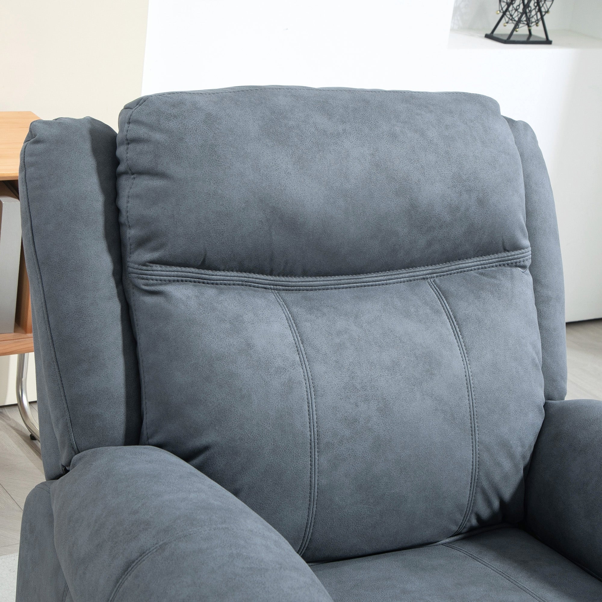 HOMCOM Vibration Massage Recliner Chair, Manual Microfibre Reclining Chair for Living Room with Side Pockets, Footrest, Remote, Easy Assembly, Blue