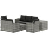 Outsunny 6 Pieces Wicker Patio Furniture Set with Cushions, 7-Seater Rattan Patio Sofa Set with Storage Coffee Table & Side Table, Sectional Outdoor Furniture Set, Black