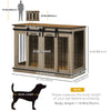 PawHut 47in Dog Crate Furniture with Divider Panel, Wooden Dog Kennel TV Stand for Large Dogs, Pet House Side Table for 2 Small Dogs with Two Rooms Design, 2 Sliding Doors, Oak
