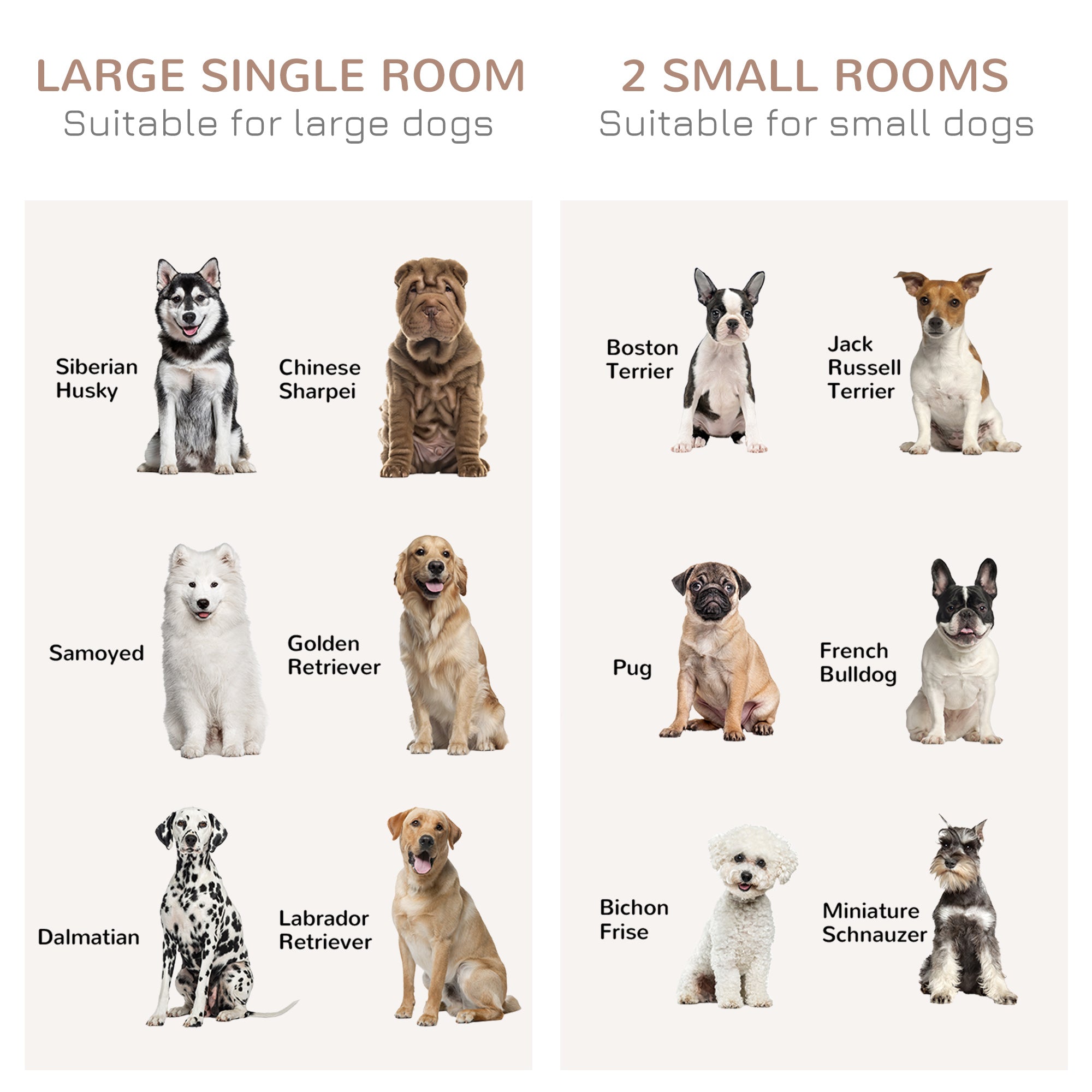 PawHut Dog Crate Furniture for Large Dog, Double Dog Cage for Small Dogs with Divider, Sliding Doors - Oak Tone