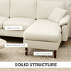 HOMCOM Changeable Sectional Sofa with Chaise Lounge, Modern 4-Seater Couch with Pillows, Wooden Legs, L-Shape Corner Sofa for Living Room, Cream White