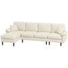HOMCOM Changeable Sectional Sofa with Chaise Lounge, Modern 4-Seater Couch with Pillows, Wooden Legs, L-Shape Corner Sofa for Living Room, Cream White