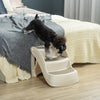 PawHut Portable Pet Stairs Foldable Steps for Small Dogs and Cats 3-Step with Non-slip Treads for Beds Sofas, Cream