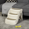 PawHut Portable Pet Stairs Foldable Steps for Small Dogs and Cats 3-Step with Non-slip Treads for Beds Sofas, Cream