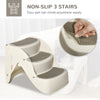 PawHut Portable Pet Stairs Foldable Steps for Small Dogs and Cats 3-Step with Non-slip Treads for Beds Sofas, Cream