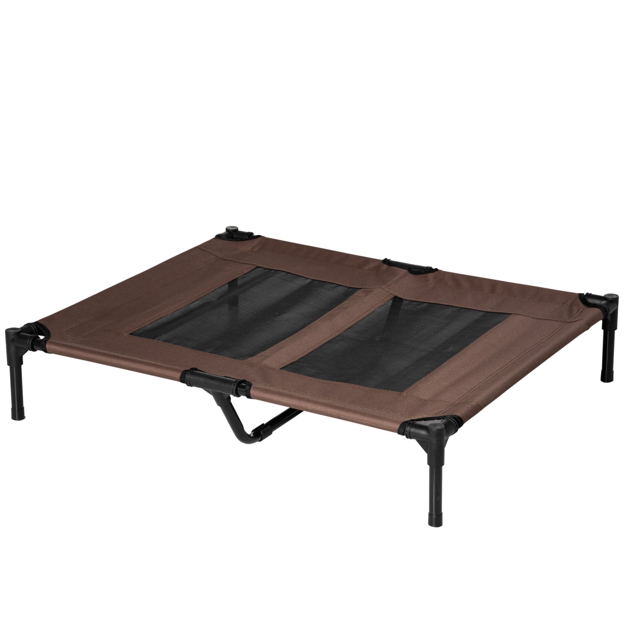PawHut Elevated Pet Bed Portable Raised Cot with Non-Slip Feet for Outdoor & Indoor Use, Coffee