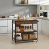 HOMCOM Industrial Kitchen Island with Storage, Kitchen Cart with Drawers, Storage Shelves, Towel Rack, Metal Frame for Dining Room, Living Room,Rustic Brown