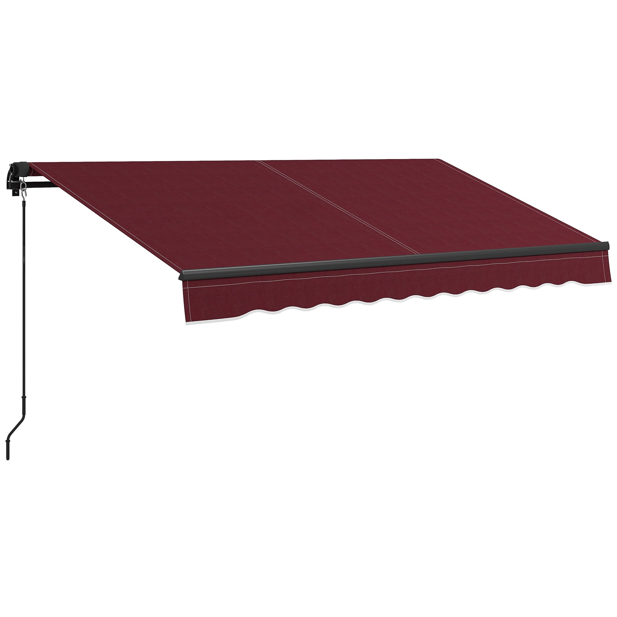 Outsunny 10' x 8' Retractable Awning, Patio Awning Sunshade Shelter with Manual Crank Handle, 280gsm UV Resistant Fabric and Aluminum Frame, for Balcony, Yard, Wine Red