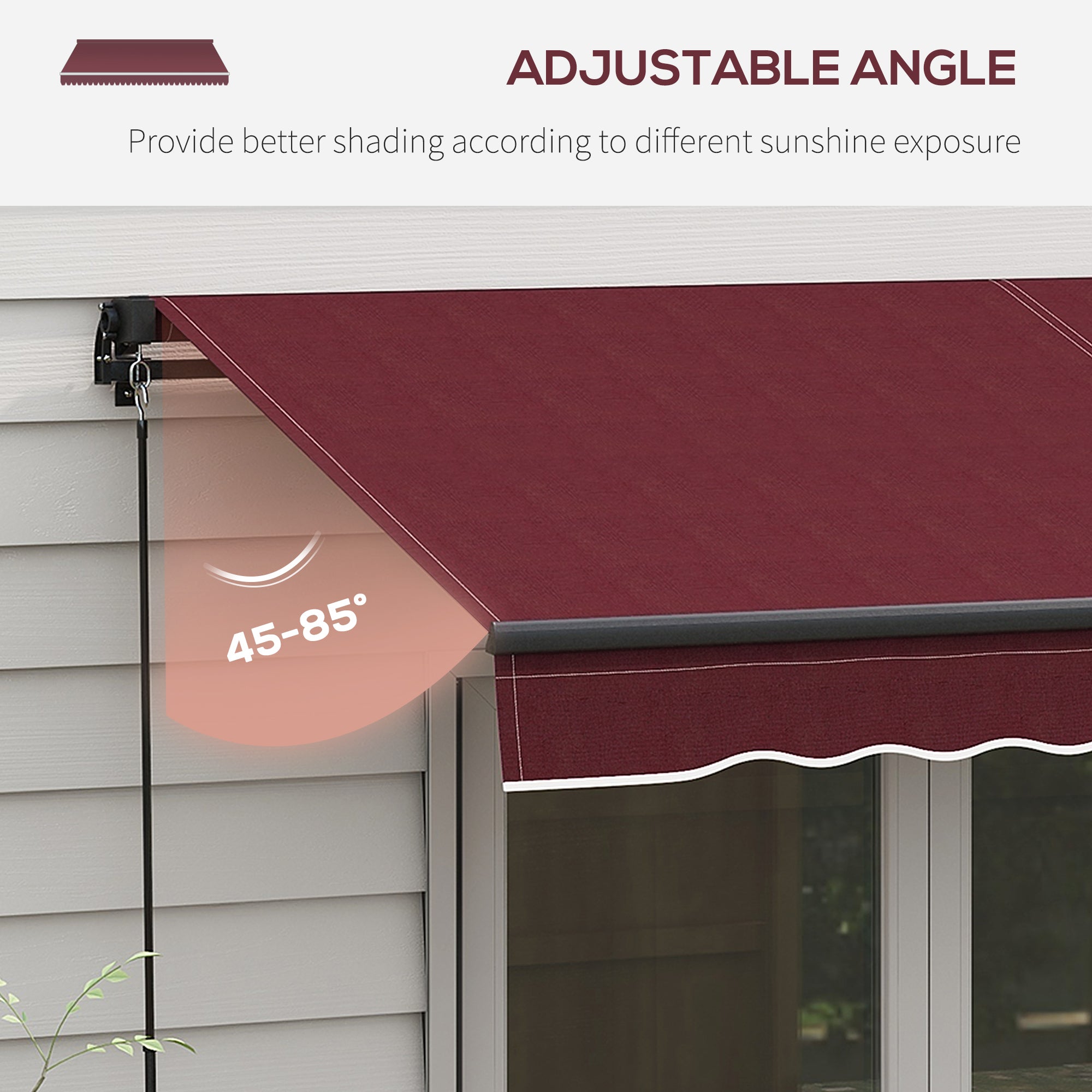 Outsunny 10' x 8' Retractable Awning, Patio Awning Sunshade Shelter with Manual Crank Handle, 280gsm UV Resistant Fabric and Aluminum Frame, for Balcony, Yard, Wine Red