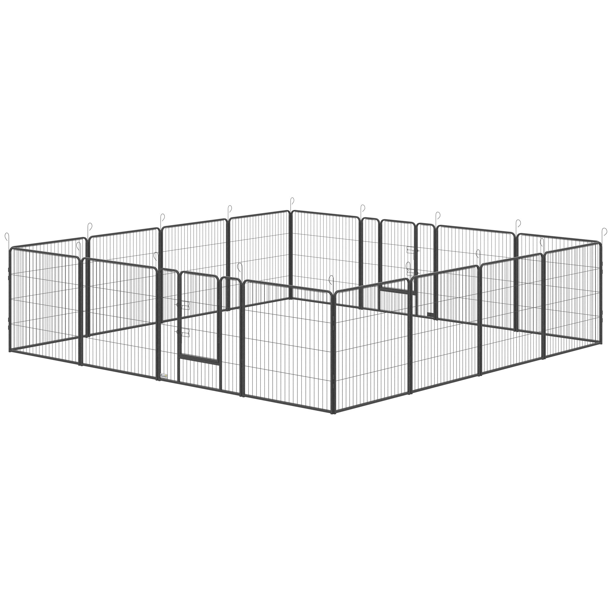 PawHut Dog Pen 16 Panels Puppy Pen Heavy Duty Pet Playpen for Indoor Outdoor for Dogs, Rabbits, Ducks 80cm High