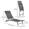 Outsunny Outdoor Lounge Chair Set of 2, Folding Outdoor Chaise Lounge with Adjustable Backrest, Reclining Sun Tanning Chair with Mesh Seat, Headrest for Beach, Poolside, Grey