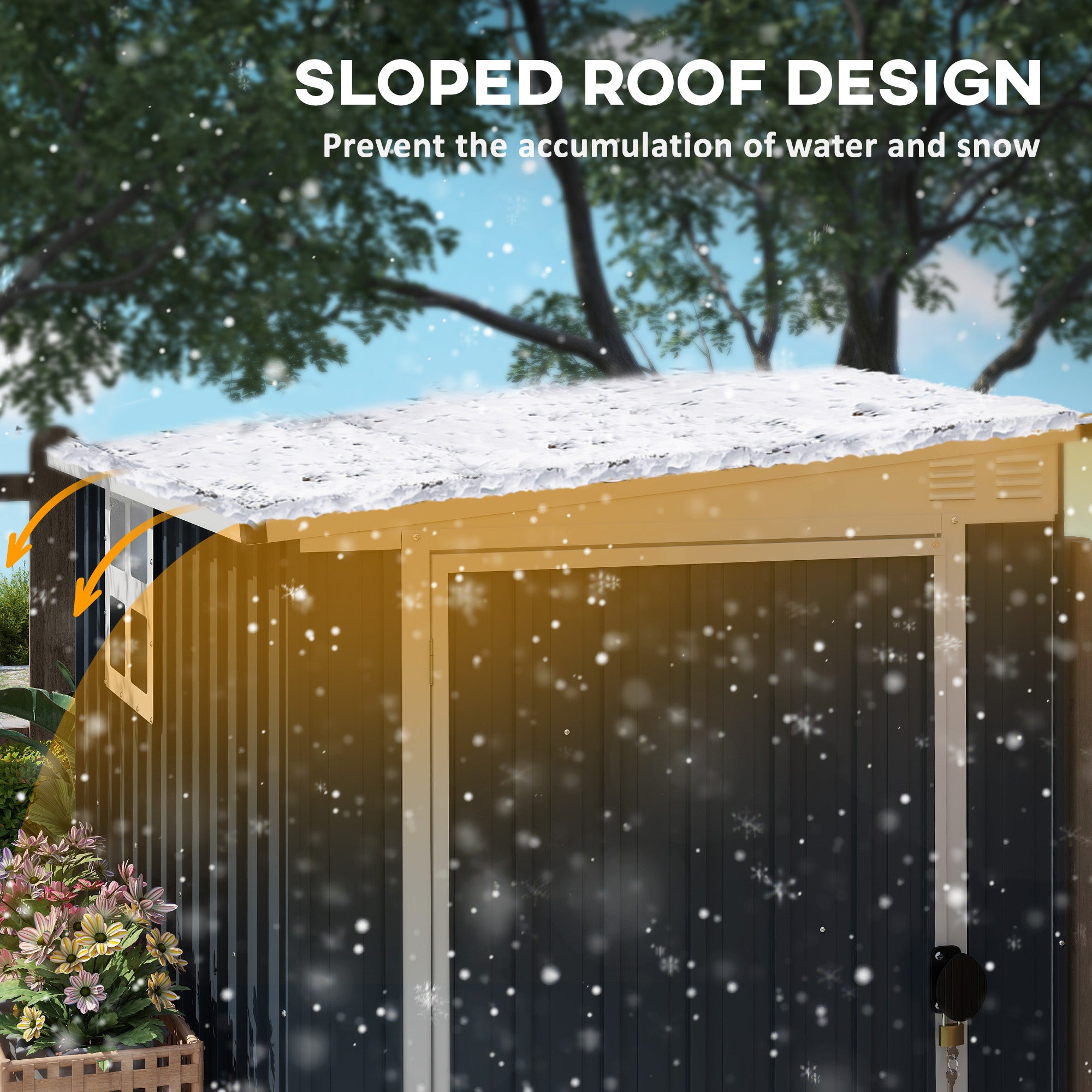 Outsunny 4' x 6' Outdoor Storage Shed, Metal Garden Shed with Window, 2 Vents and Lockable Door for Backyard, Garden, Lawn, Dark Grey