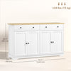 HOMCOM Kitchen Storage Cabinet, Sideboard Buffet Cabinet with Solid Wood Top, Adjustable Shelf, 2 Drawers and 4 Doors, White
