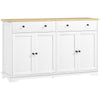 HOMCOM Kitchen Storage Cabinet, Sideboard Buffet Cabinet with Solid Wood Top, Adjustable Shelf, 2 Drawers and 4 Doors, White