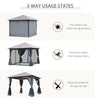 Outsunny 9.8' x 9.8' Patio Gazebo Aluminum Framed Polycarbonate Roof Hardtop Garden Canopy Party Tent Marquee Outdoor Shelter with Mesh Curtains & Side Walls - Grey