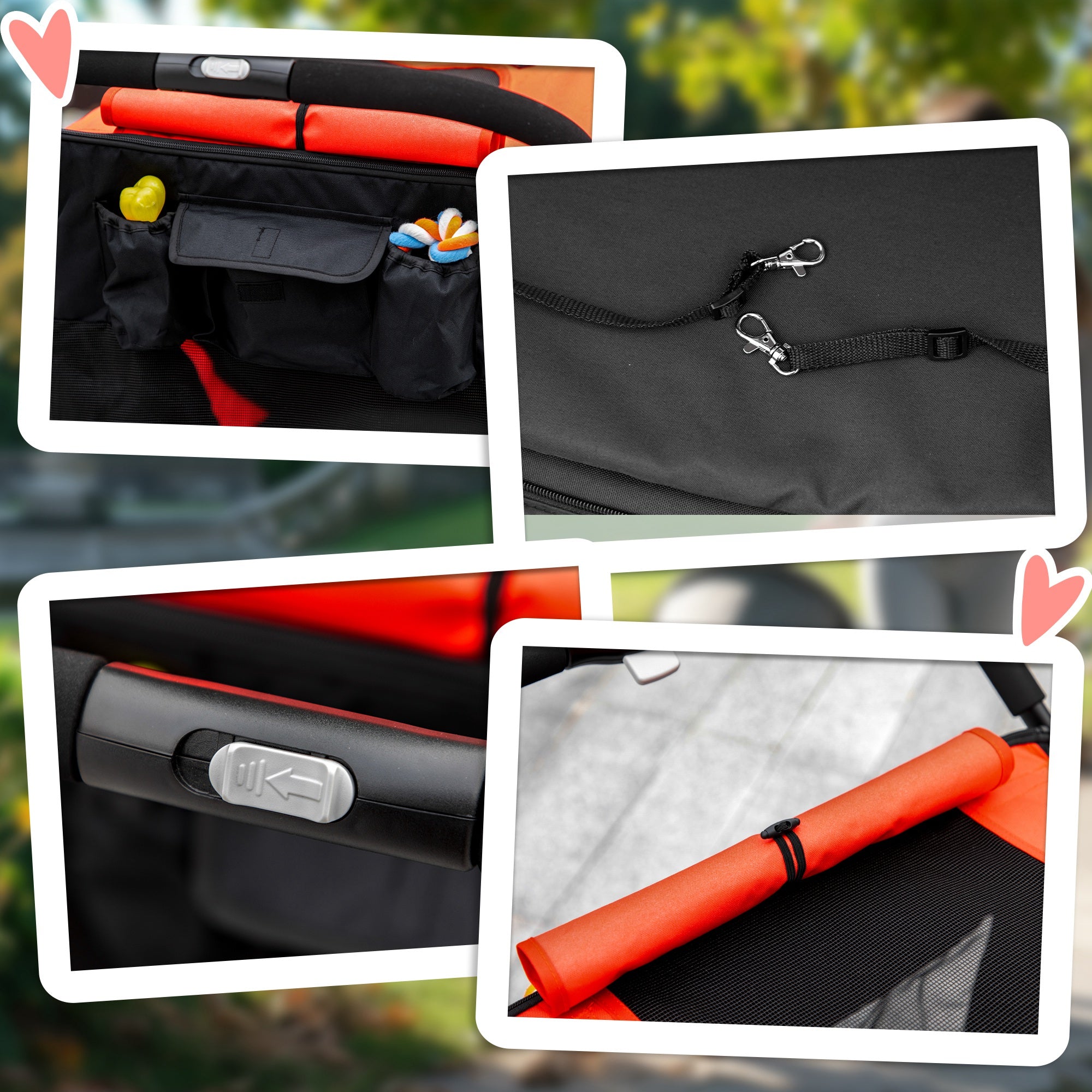 PawHut Dog Pram Dog Stroller Pet Pushchair with Adjustable Canopy for Medium and Large Dogs, Red