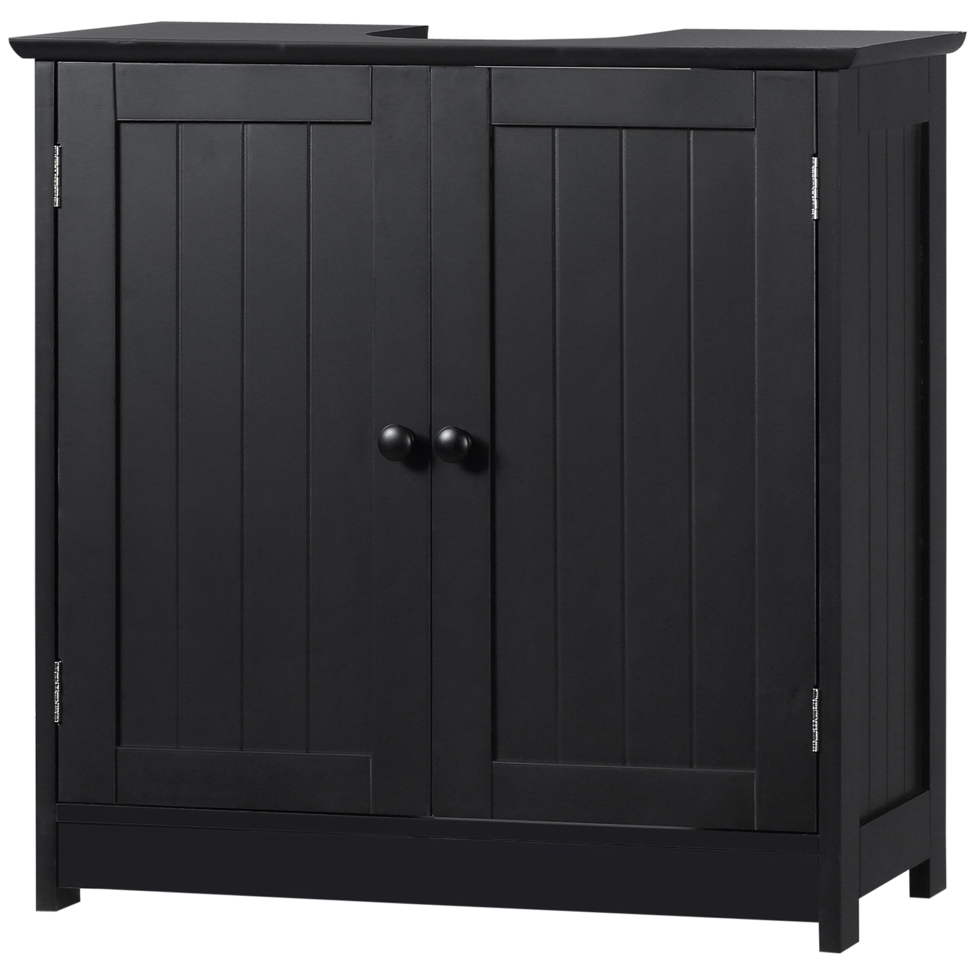 HOMCOM Under Sink Bathroom Cabinet with 2 Doors and Shelf, Pedestal Sink Bathroom Vanity Furniture, Black