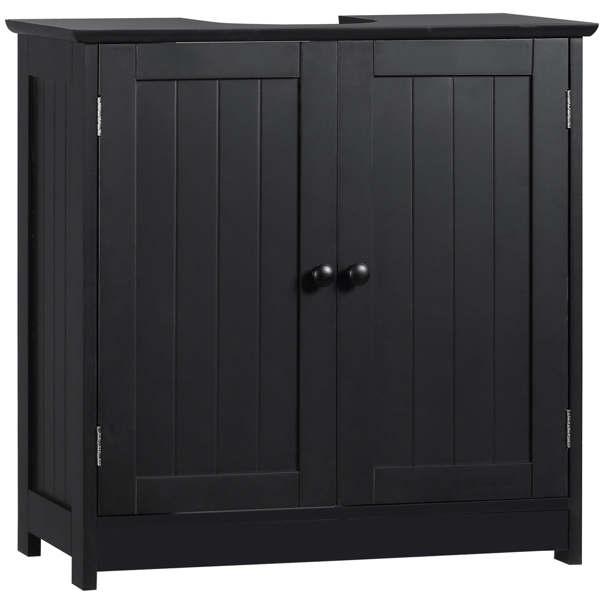 HOMCOM Under Sink Bathroom Cabinet with 2 Doors and Shelf, Pedestal Sink Bathroom Vanity Furniture, Black