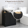 HOMCOM Under Sink Bathroom Cabinet with 2 Doors and Shelf, Pedestal Sink Bathroom Vanity Furniture, Black