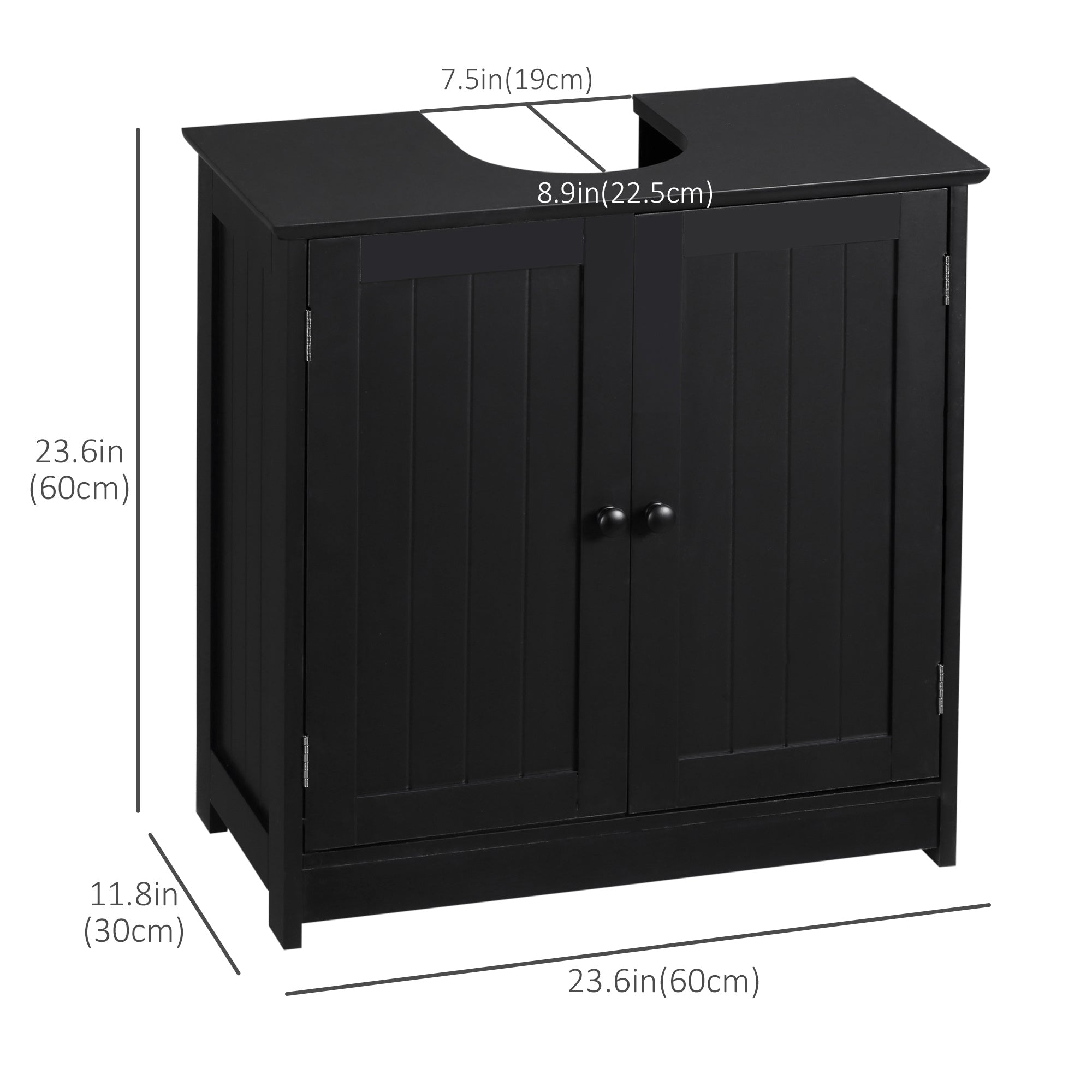 HOMCOM Under Sink Bathroom Cabinet with 2 Doors and Shelf, Pedestal Sink Bathroom Vanity Furniture, Black