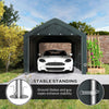 Outsunny Carport, 10 x 20 ft Portable Garage with 2 Roll-Up Doors, Metal Carport Tent Shelter with Removable Sidewalls for Car, Truck, Garden Tools, Dark Grey
