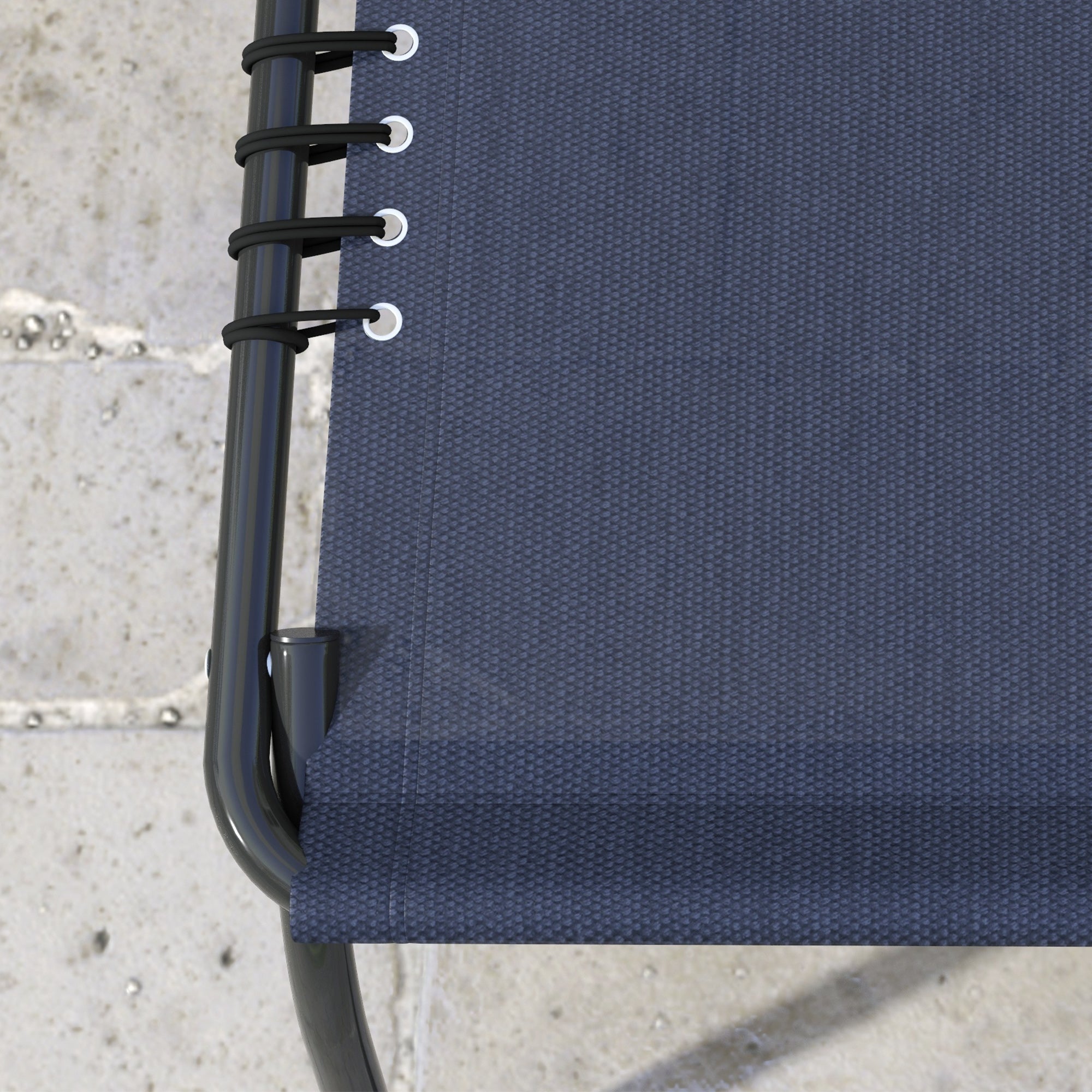 Outsunny 2 Pieces Folding Lounge Chairs, 4-Level Adjustable Chaise Lounges with Headrest, Tanning Chair Beach Beds, Reclining Lounger Cot for Camping, Hiking, Backyard, Dark Blue