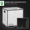 HOMCOM Dual Kitchen Garbage Bin, 2 x 4 Gallon (2 x 15 L) Trash Can with Foot Pedal, Soft-Close Garbage Can with Removable Inner Buckets, Fingerprint-Proof for Kitchen, Silver