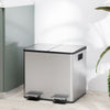 HOMCOM Dual Kitchen Garbage Bin, 2 x 4 Gallon (2 x 15 L) Trash Can with Foot Pedal, Soft-Close Garbage Can with Removable Inner Buckets, Fingerprint-Proof for Kitchen, Silver