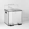 HOMCOM Dual Kitchen Garbage Bin, 2 x 4 Gallon (2 x 15 L) Trash Can with Foot Pedal, Soft-Close Garbage Can with Removable Inner Buckets, Fingerprint-Proof for Kitchen, Silver