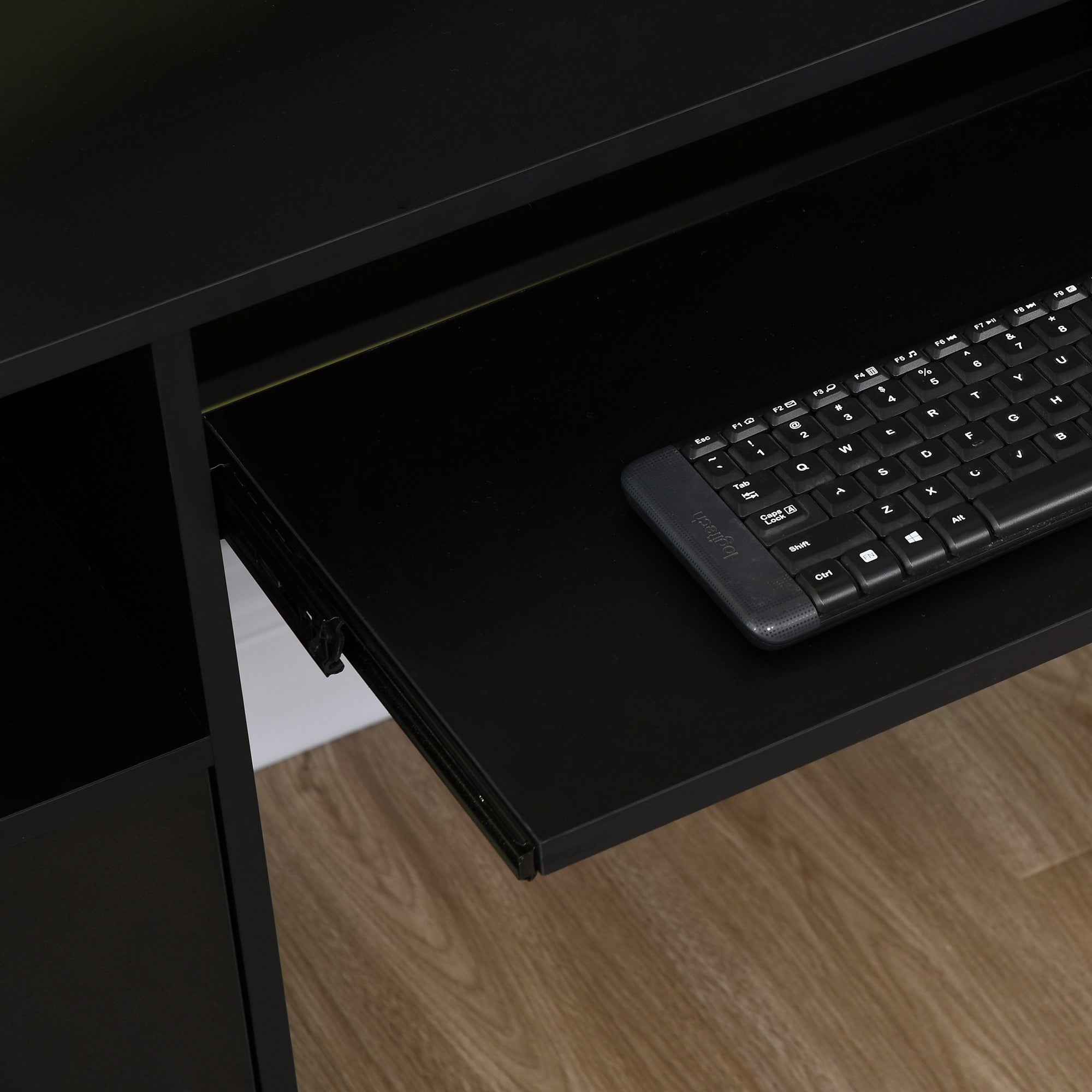 HOMCOM Computer Desk with Keyboard Tray and Drawers, Writing Desk, Home Office Workstation, Black