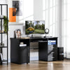 HOMCOM Computer Desk with Keyboard Tray and Drawers, Writing Desk, Home Office Workstation, Black