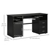HOMCOM Computer Desk with Keyboard Tray and Drawers, Writing Desk, Home Office Workstation, Black