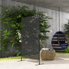 Outsunny Metal Outdoor Privacy Screen, Decorative Outdoor Divider with Stand and Expansion Screws, Freestanding Privacy Panel for Garden Backyard Deck Pool Hot Tub, Black