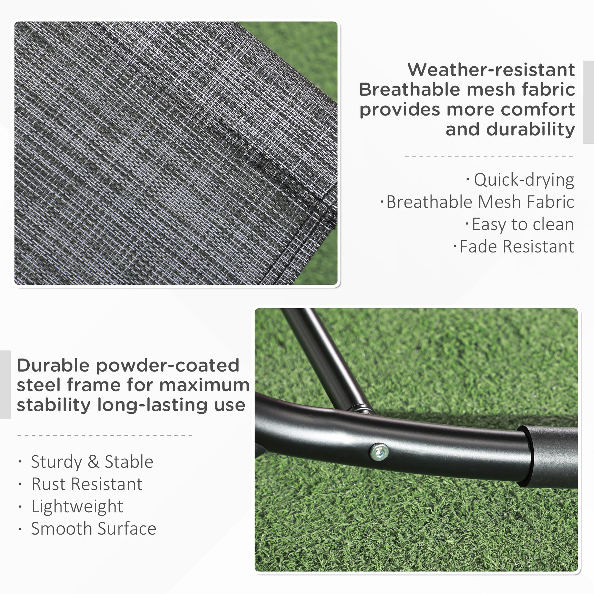 Outsunny Patio Rocking Lounge Chair Outdoor Zero Gravity Rocker with Mesh Seat Padded Pillow Grey