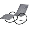 Outsunny Patio Rocking Lounge Chair Outdoor Zero Gravity Rocker with Mesh Seat Padded Pillow Grey