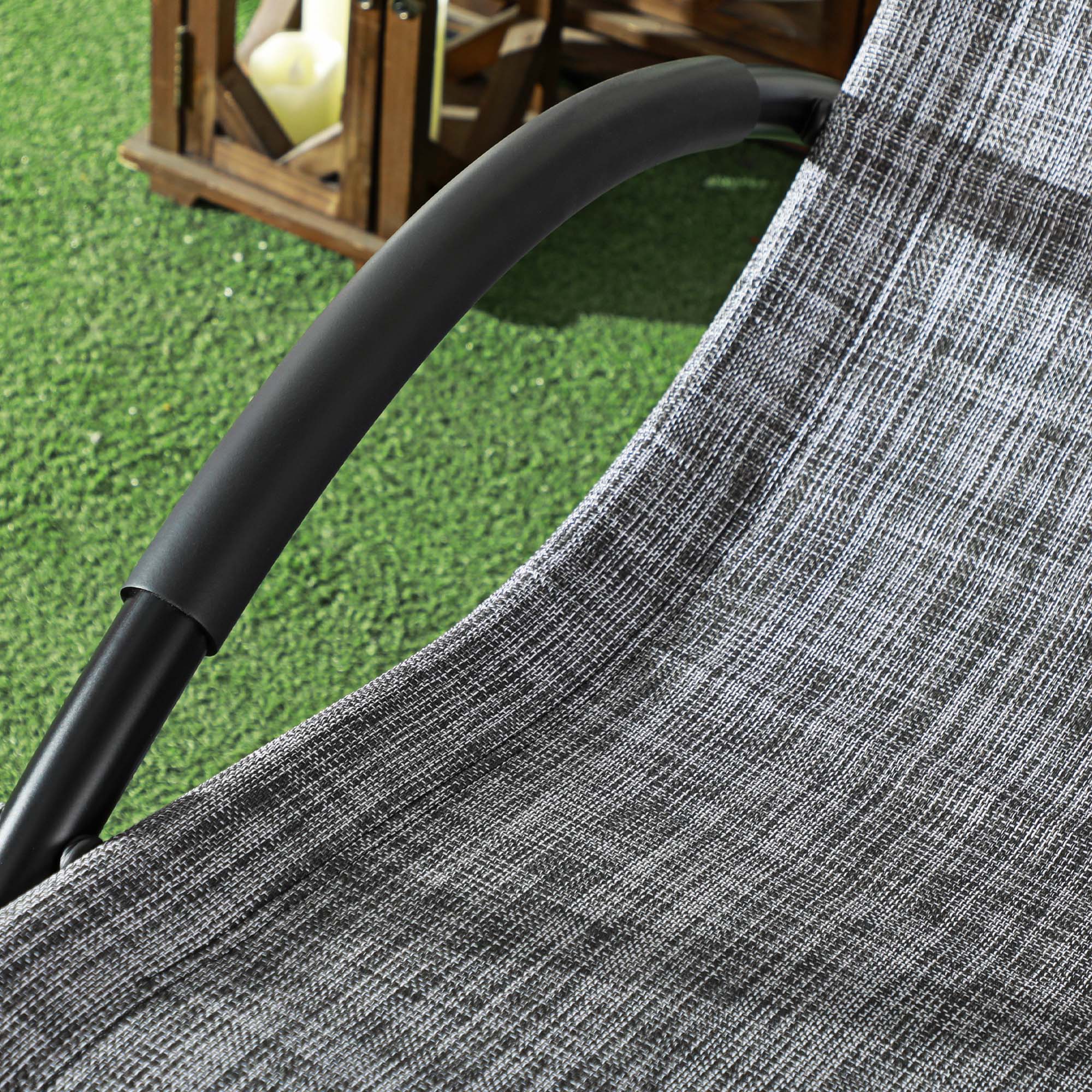 Outsunny Patio Rocking Lounge Chair Outdoor Zero Gravity Rocker with Mesh Seat Padded Pillow Grey