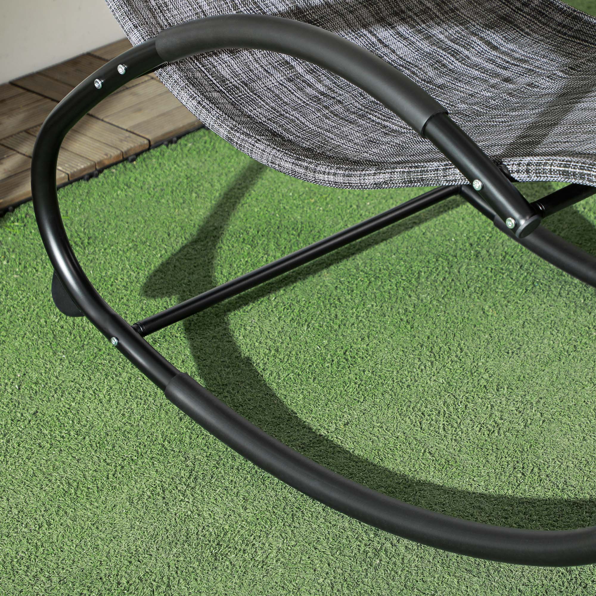 Outsunny Patio Rocking Lounge Chair Outdoor Zero Gravity Rocker with Mesh Seat Padded Pillow Grey