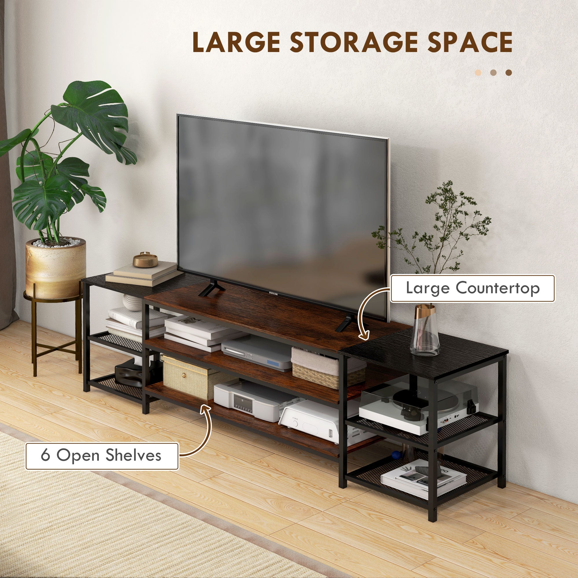 HOMCOM Industrial TV Cabinet for TVs Up to 80