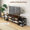 HOMCOM Industrial TV Cabinet for TVs Up to 80", TV Stand with Open Shelf Storage, Media Console with Steel Frame, Rustic Brown